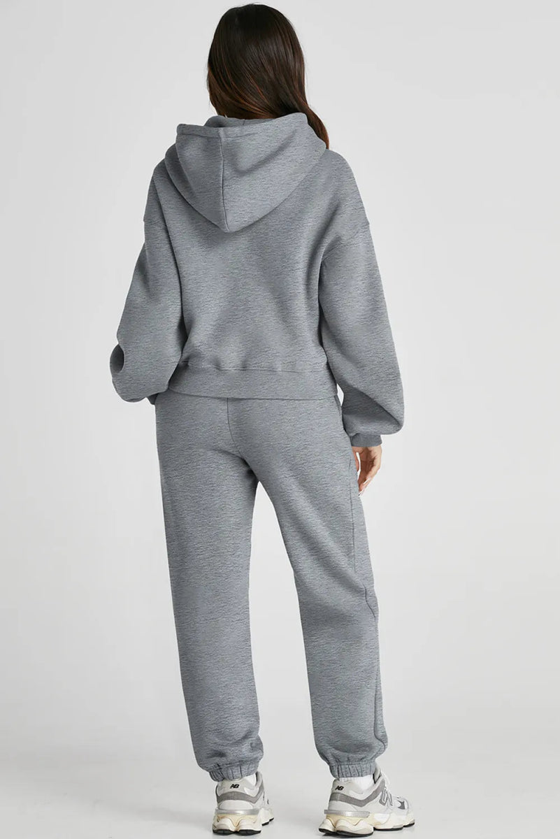 Dropped Shoulder Hooded Top and Pants Active Set - Body Central