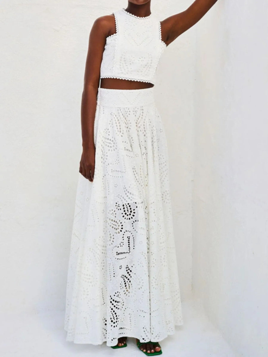 Eyelet Lace Top and Maxi Skirt Set - Body Central