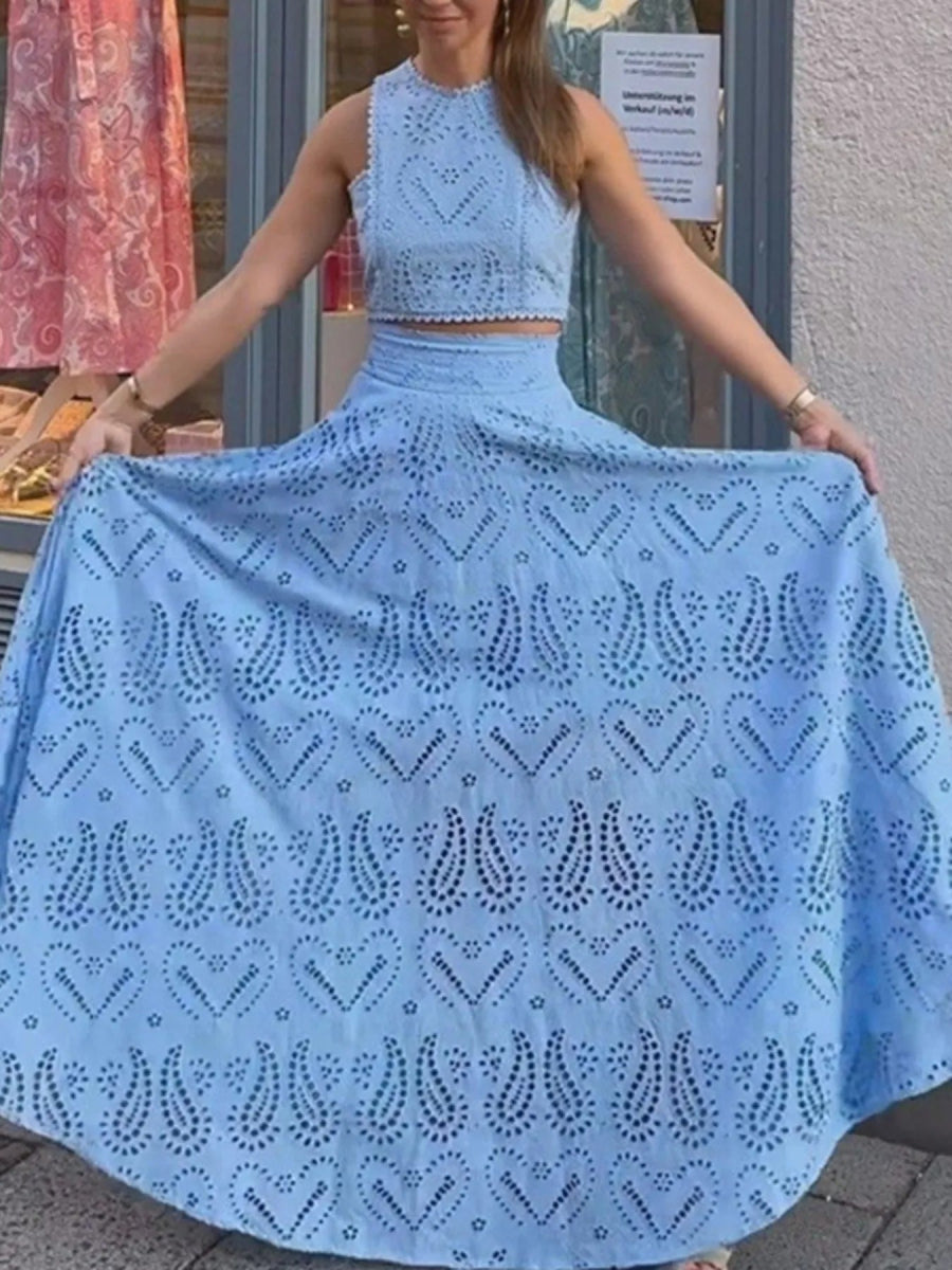 Eyelet Lace Top and Maxi Skirt Set - Body Central