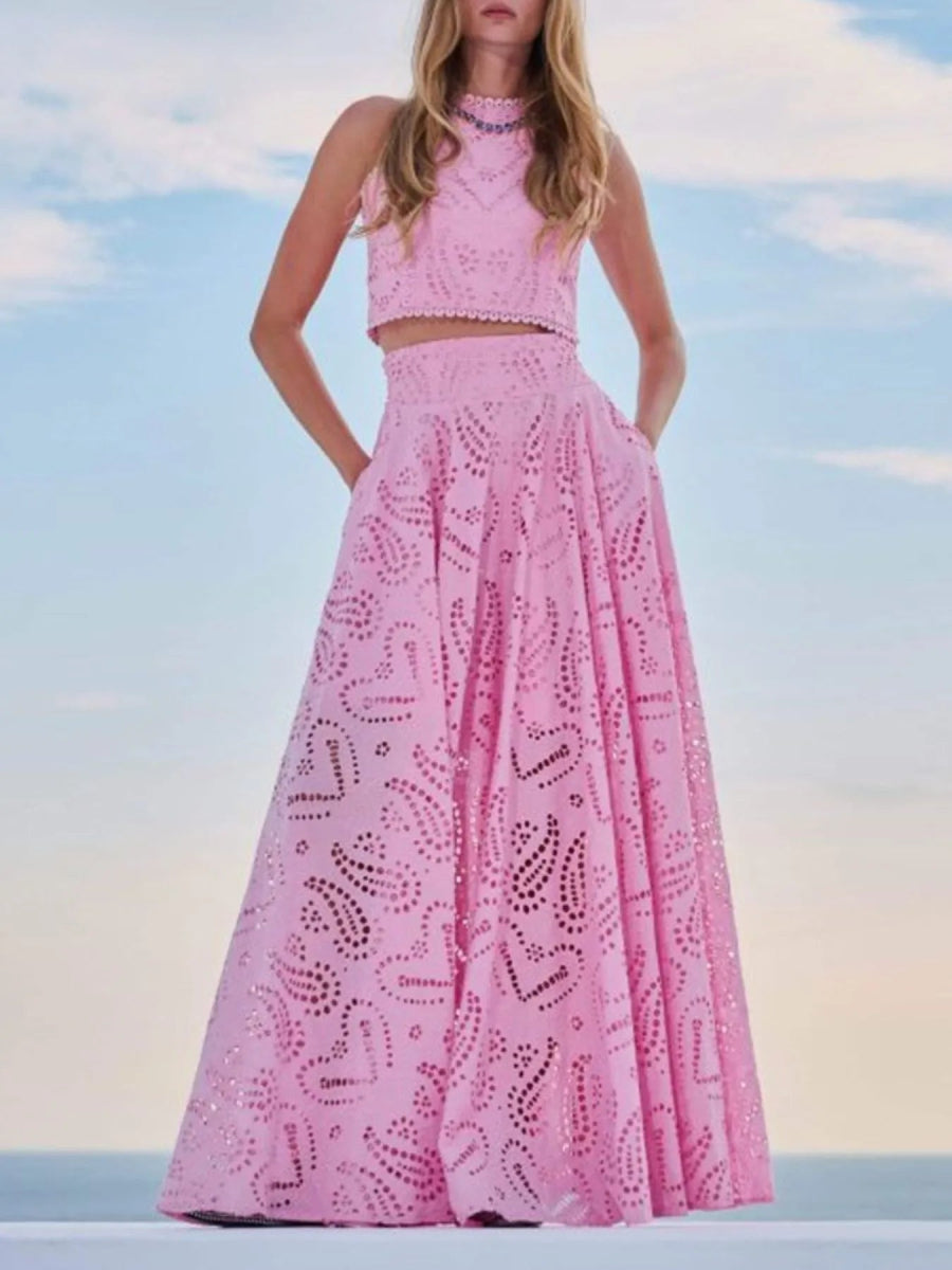 Eyelet Lace Top and Maxi Skirt Set - Body Central