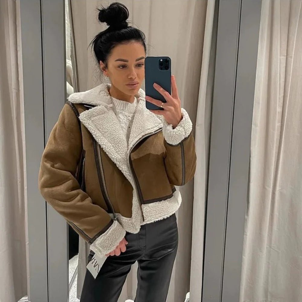 Faux Fur Fleece Lamb Wool Thickened Outwear Jacket - Body Central