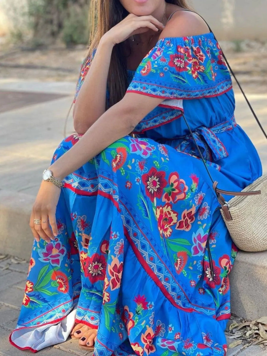 Floral Off Shoulder Ruffle Maxi Dress - Body Central
