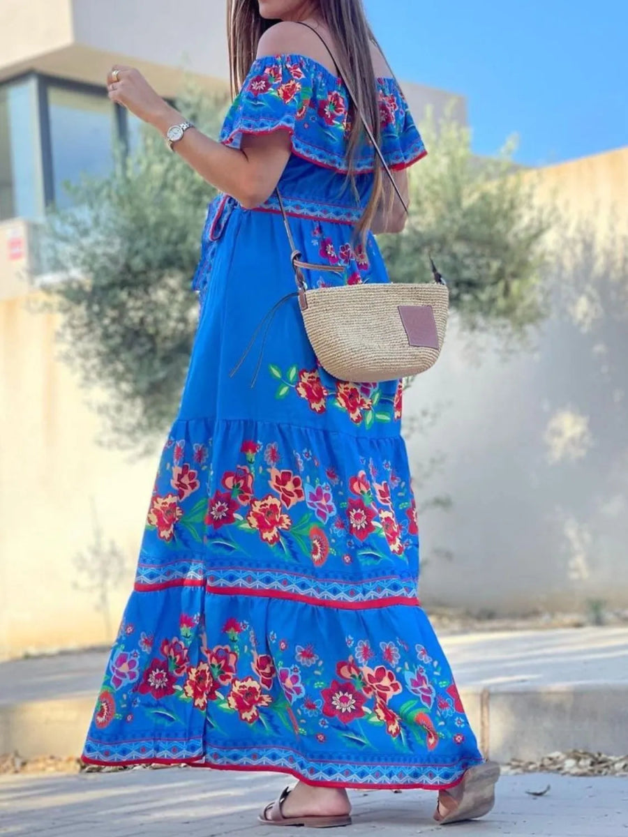 Floral Off Shoulder Ruffle Maxi Dress - Body Central