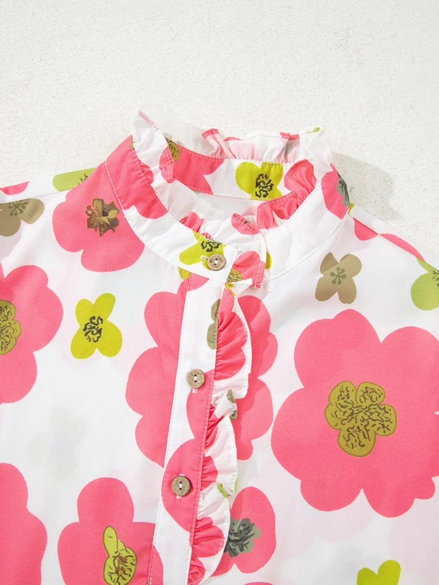 Floral Print Short Sleeve Blouse - Body Central