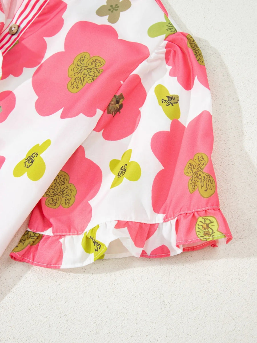 Floral Print Short Sleeve Blouse - Body Central