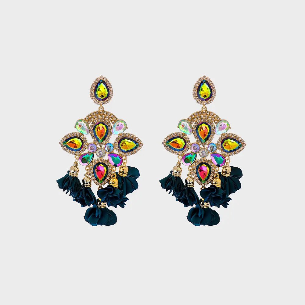 Flower Shape Rhinestone Alloy Dangle Earrings - Body Central