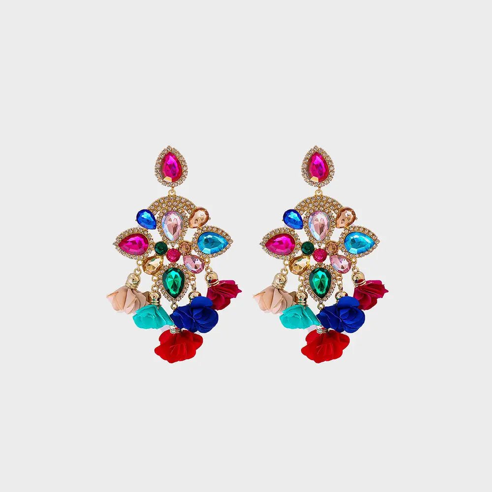 Flower Shape Rhinestone Alloy Dangle Earrings - Body Central