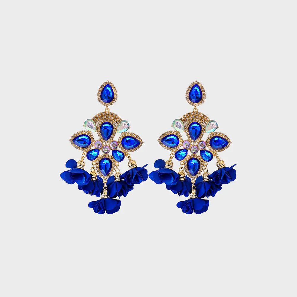 Flower Shape Rhinestone Alloy Dangle Earrings - Body Central
