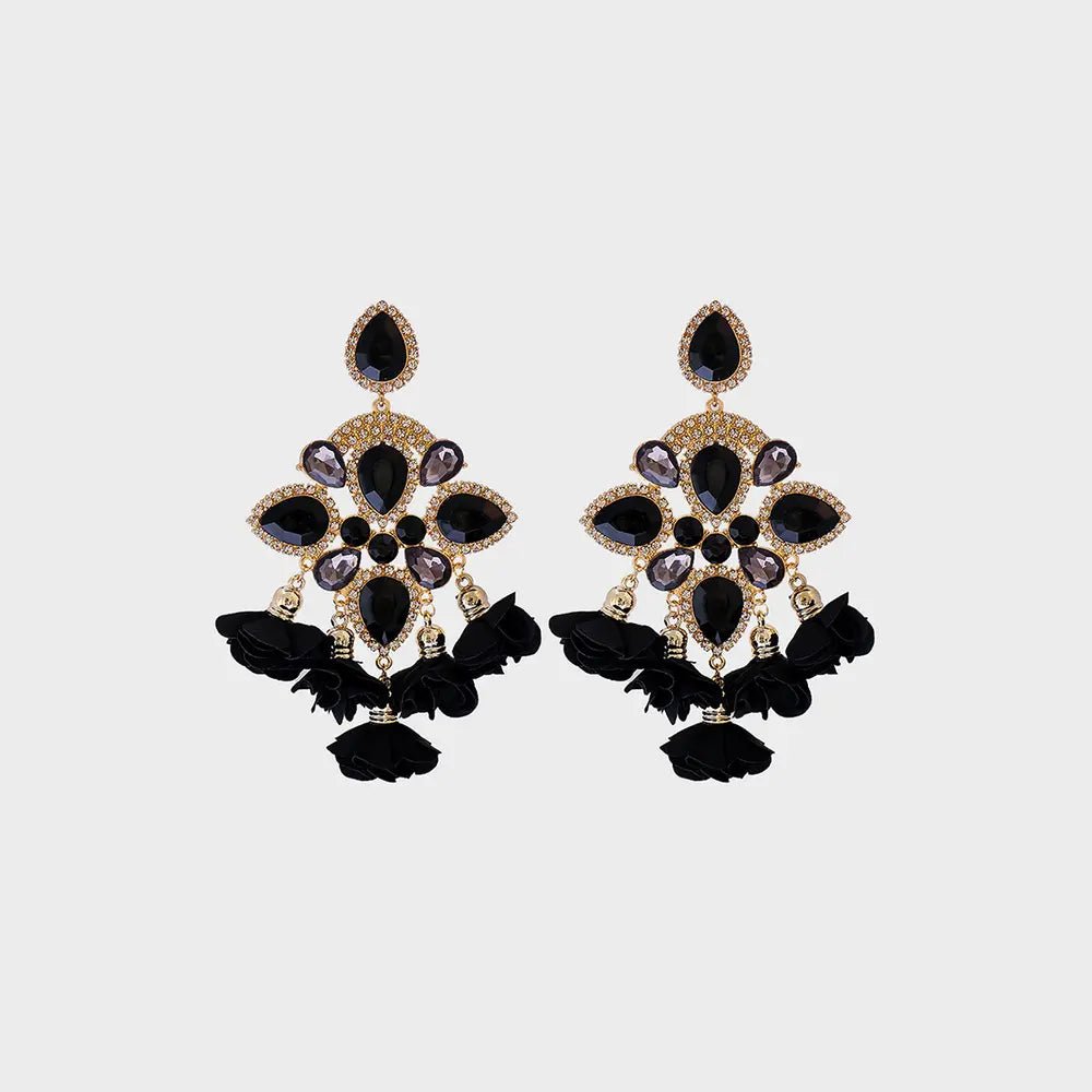 Flower Shape Rhinestone Alloy Dangle Earrings - Body Central