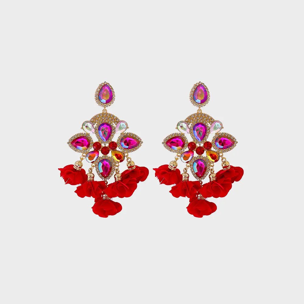Flower Shape Rhinestone Alloy Dangle Earrings - Body Central