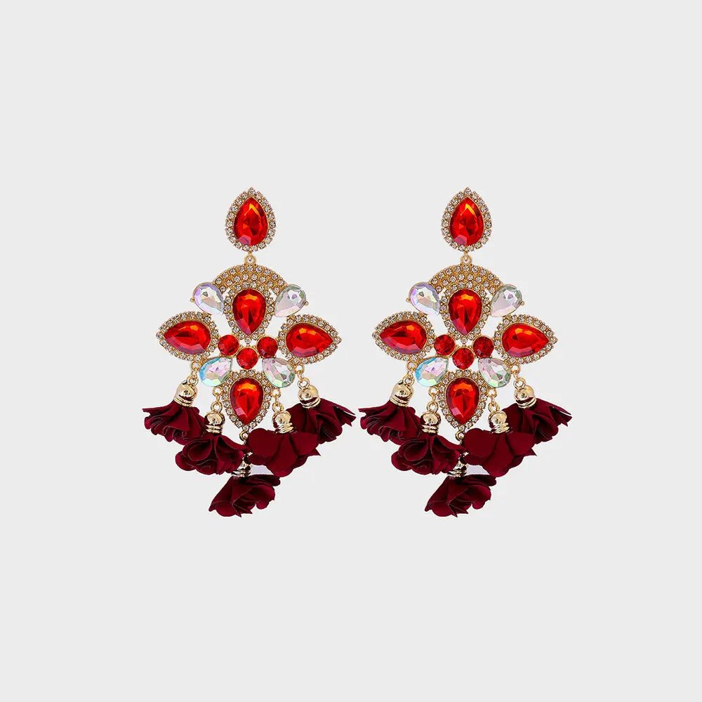 Flower Shape Rhinestone Alloy Dangle Earrings - Body Central