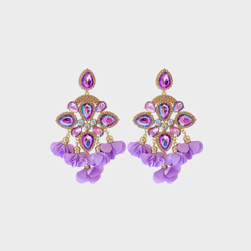 Flower Shape Rhinestone Alloy Dangle Earrings - Body Central