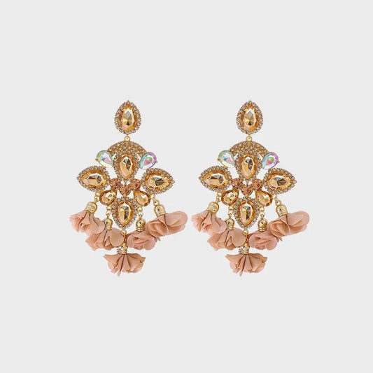 Flower Shape Rhinestone Alloy Dangle Earrings - Body Central
