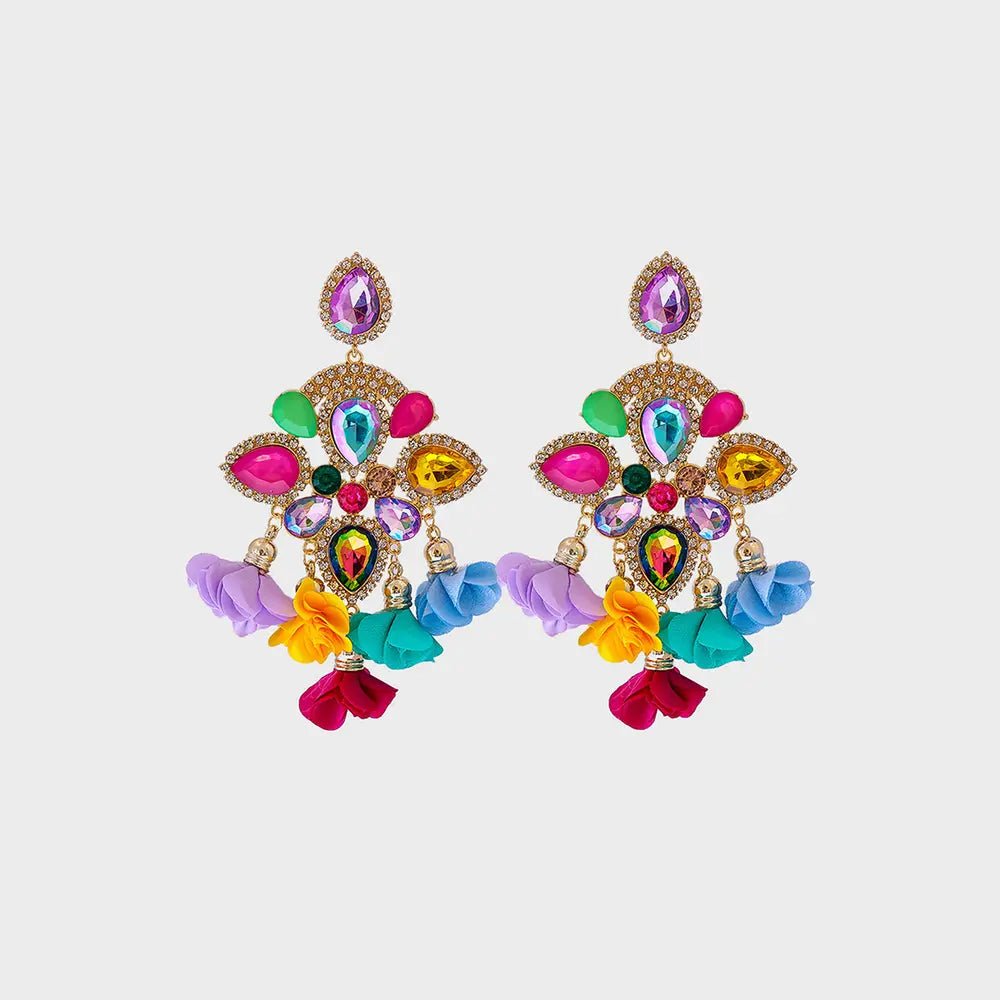 Flower Shape Rhinestone Alloy Dangle Earrings - Body Central