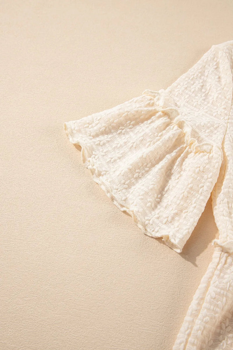 Frill Round Neck Half Sleeve Blouse - Body Central