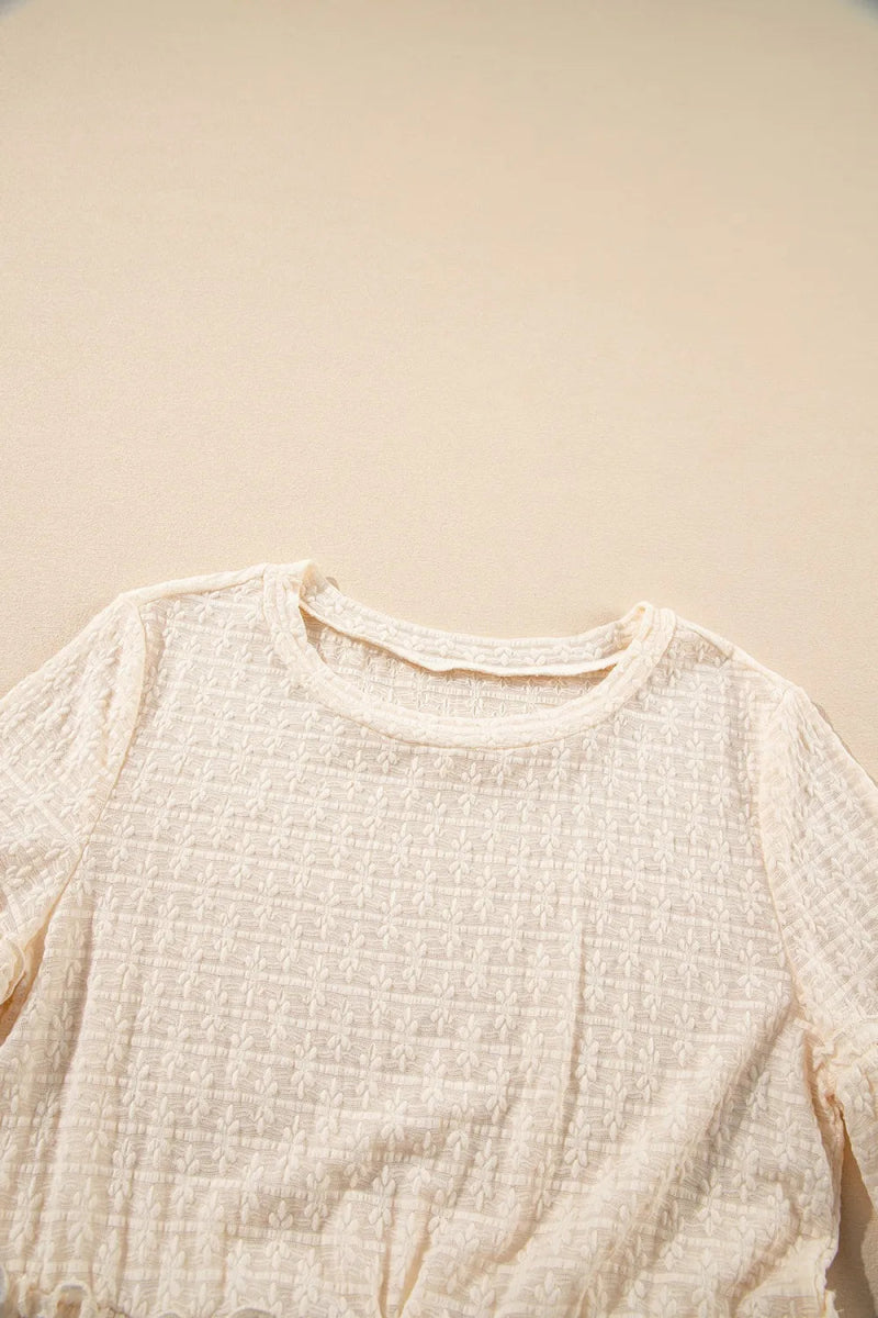 Frill Round Neck Half Sleeve Blouse - Body Central