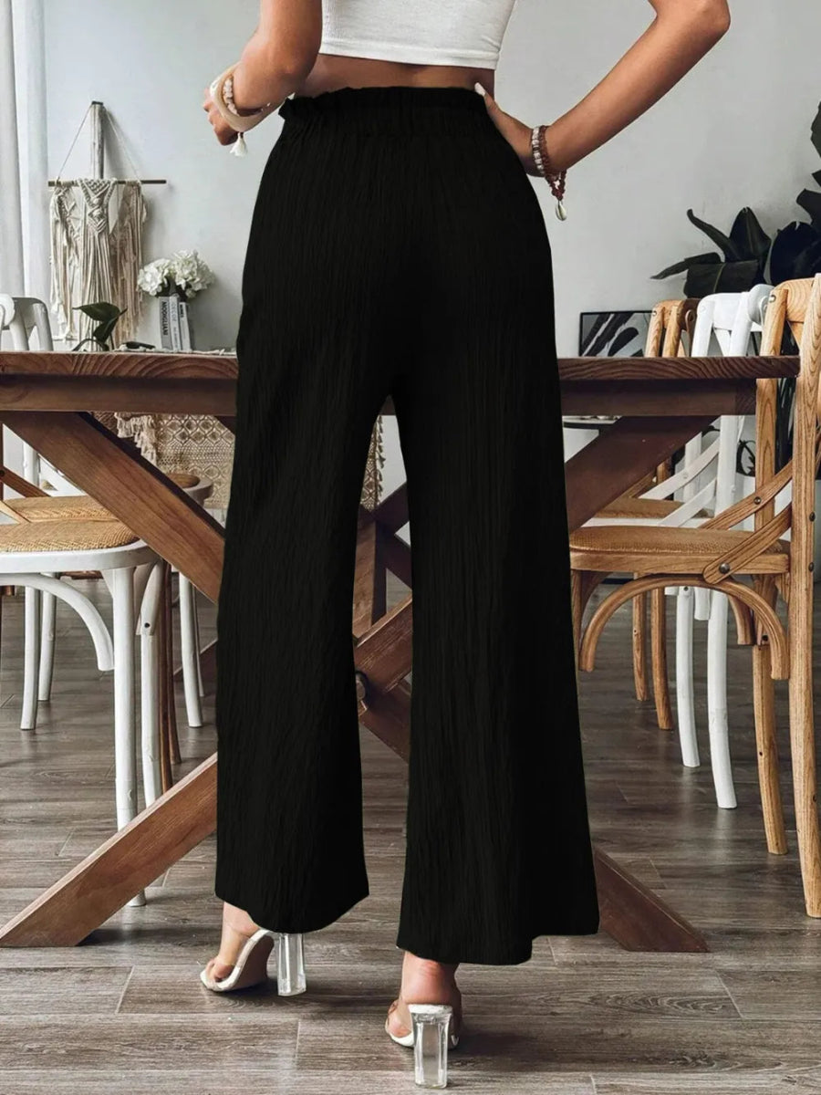 Frill Wide Leg Pants with Pockets - Body Central