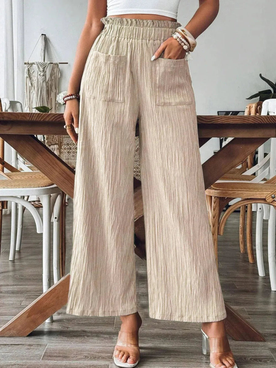 Frill Wide Leg Pants with Pockets - Body Central