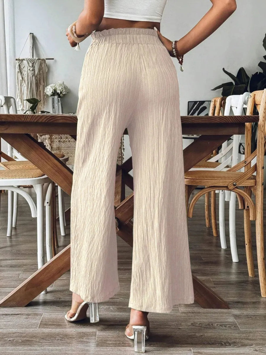 Frill Wide Leg Pants with Pockets - Body Central