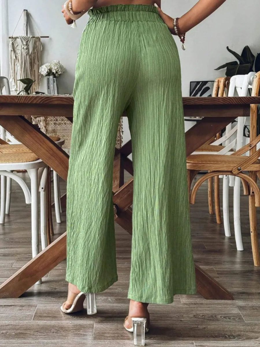 Frill Wide Leg Pants with Pockets - Body Central