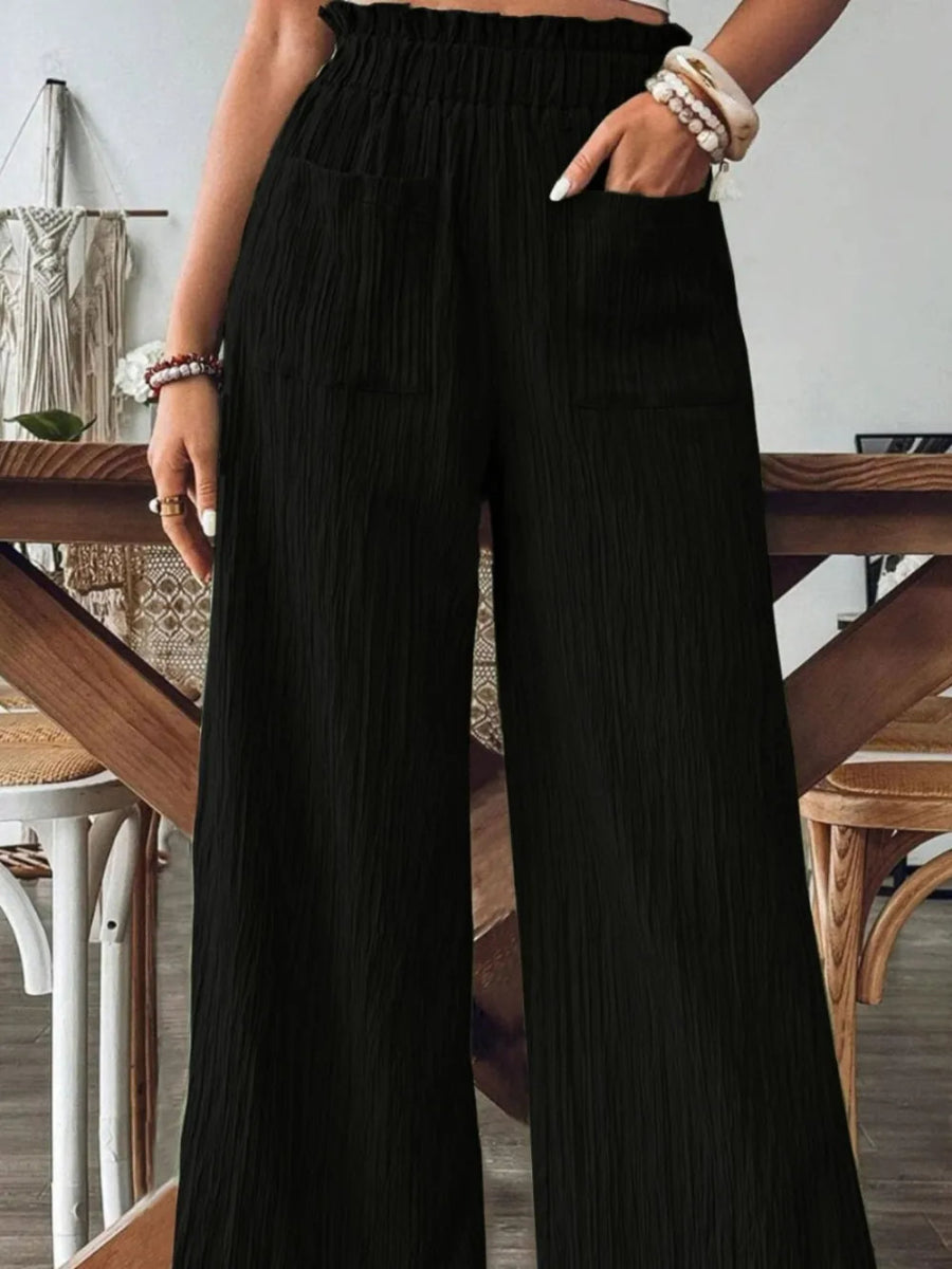 Frill Wide Leg Pants with Pockets - Body Central