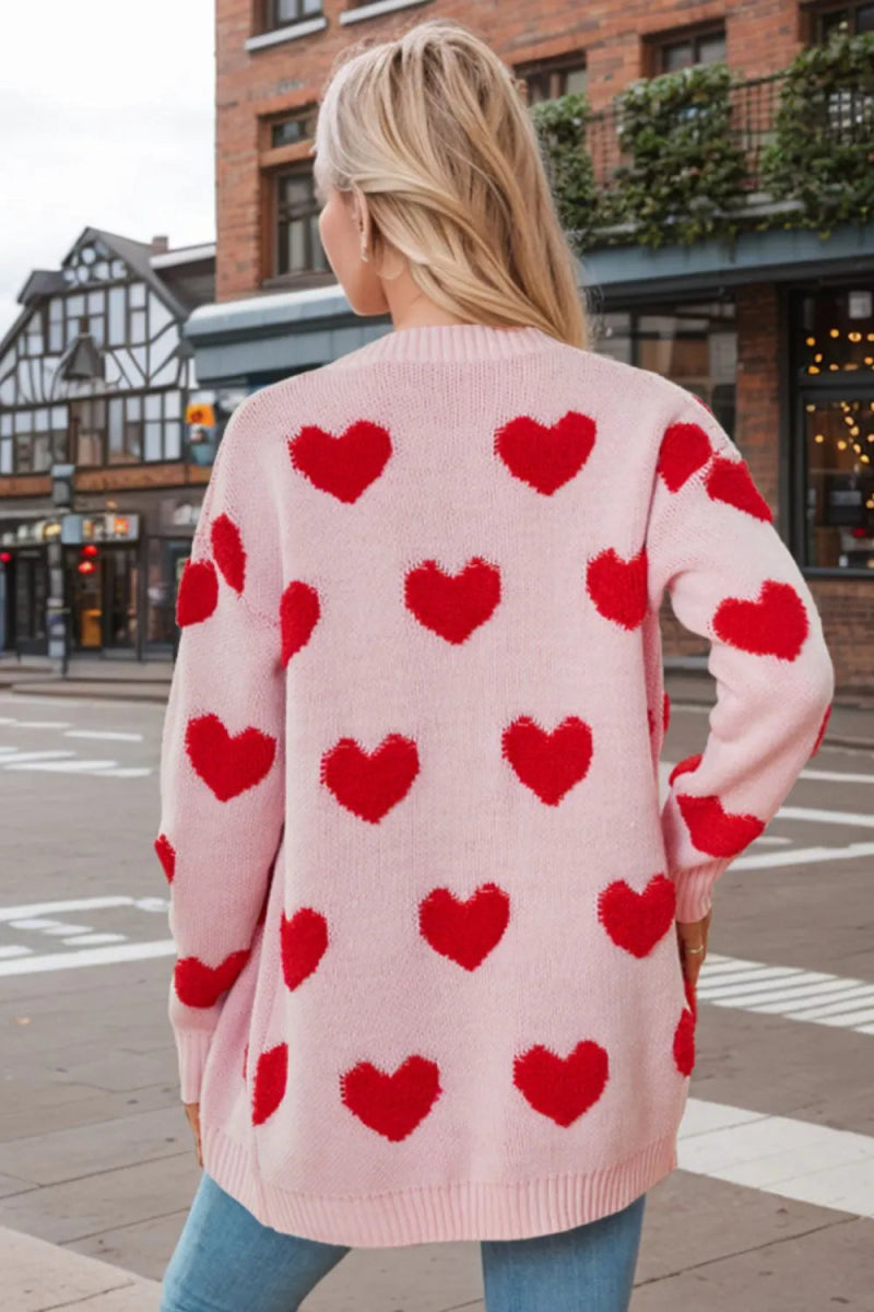 Heart Button Down Long Sleeve Cardigan - Body Central