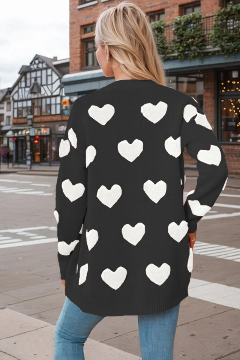 Heart Button Down Long Sleeve Cardigan - Body Central