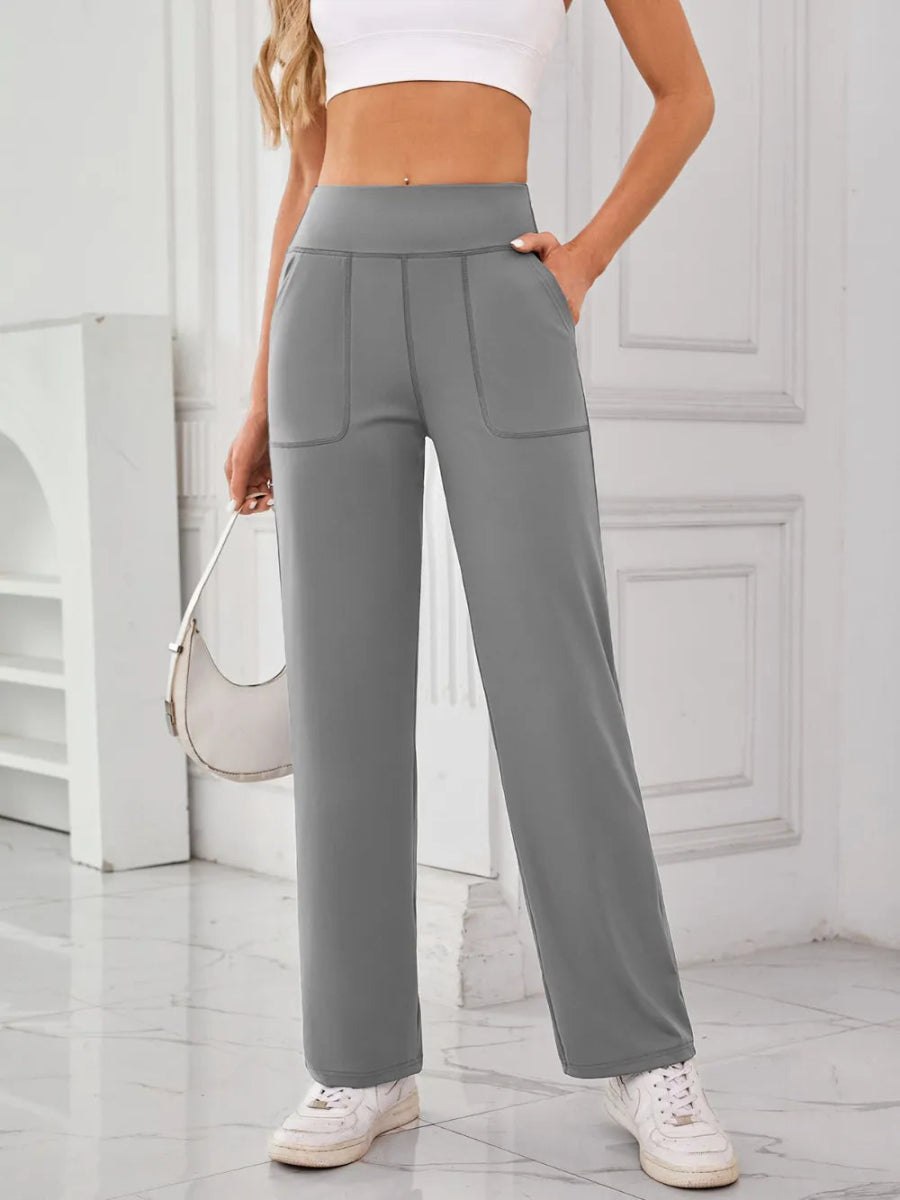 High Waist Active Pants with Pockets - Body Central