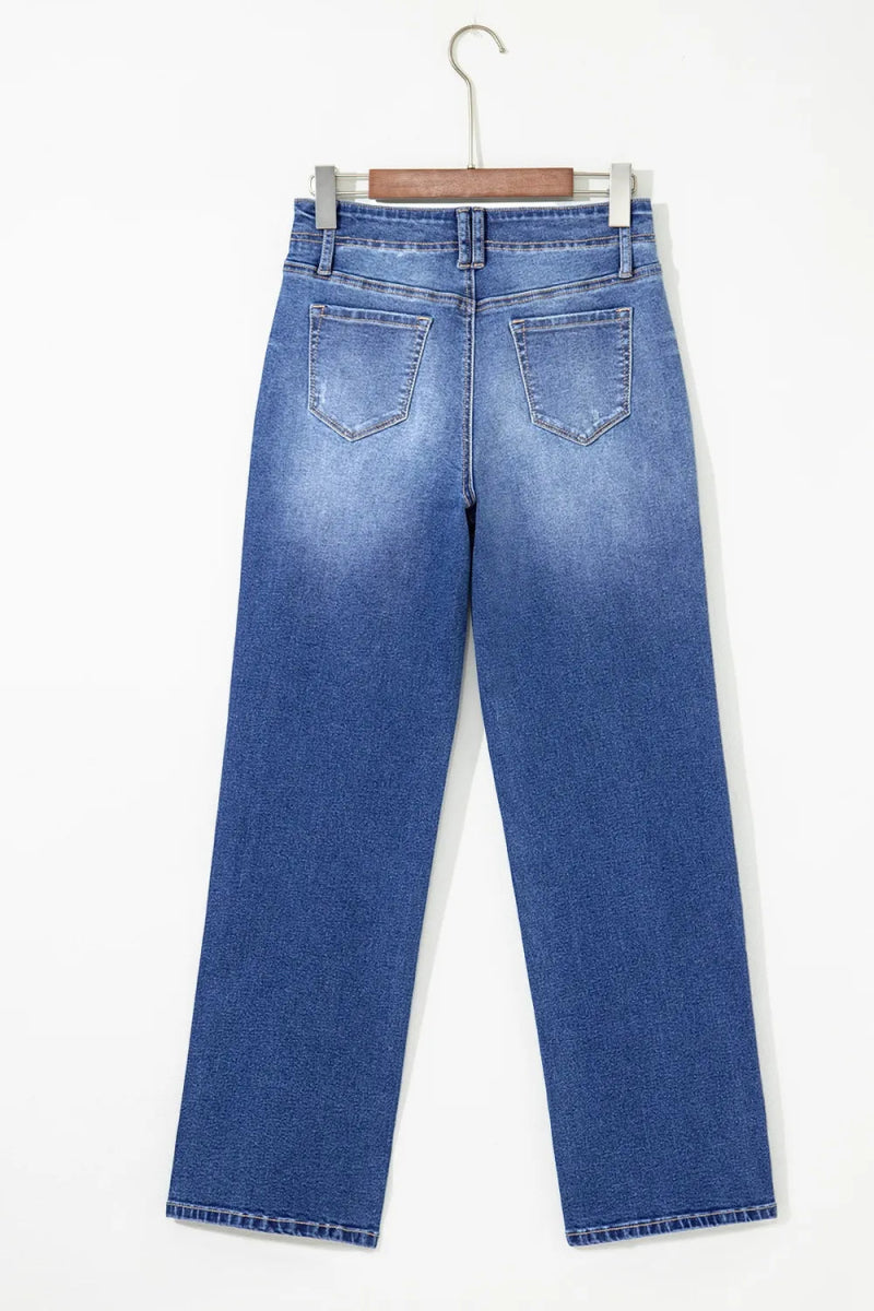 High - Waisted Wide - Leg Vintage Wash Jeans - Body Central