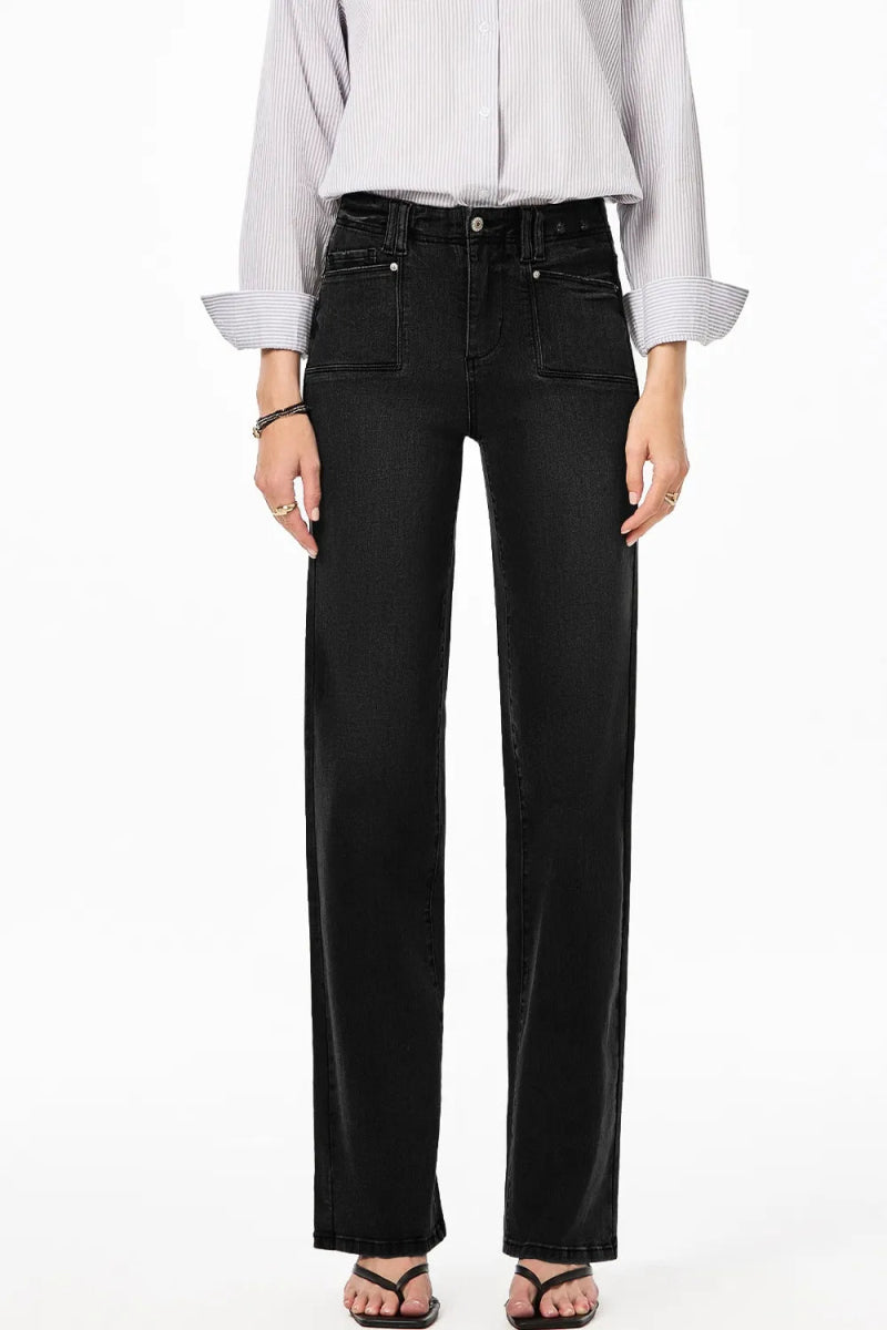 High - Waisted Wide - Leg Vintage Wash Jeans - Body Central