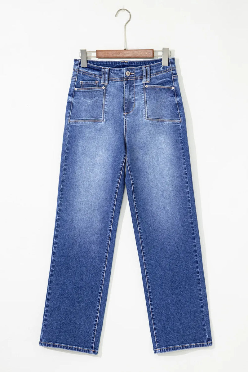 High - Waisted Wide - Leg Vintage Wash Jeans - Body Central