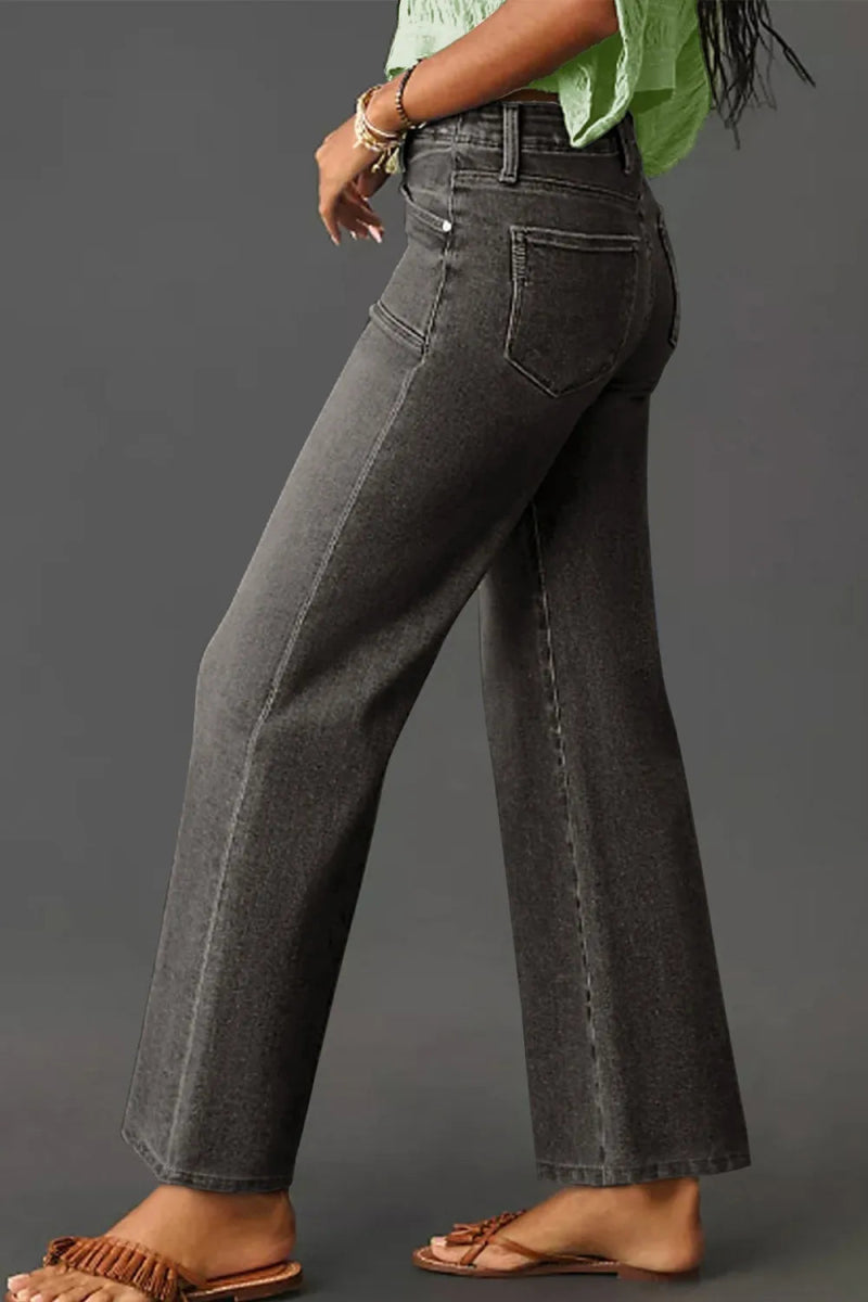High - Waisted Wide - Leg Vintage Wash Jeans - Body Central