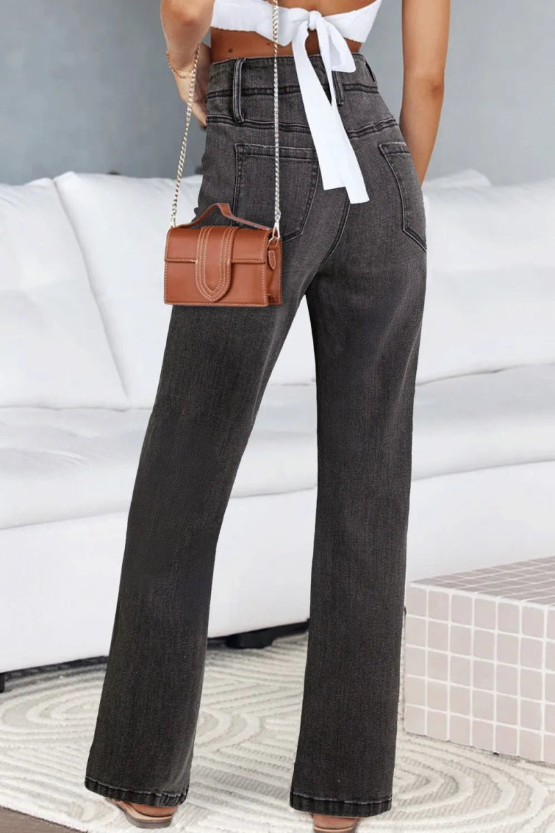 High - Waisted Wide - Leg Vintage Wash Jeans - Body Central