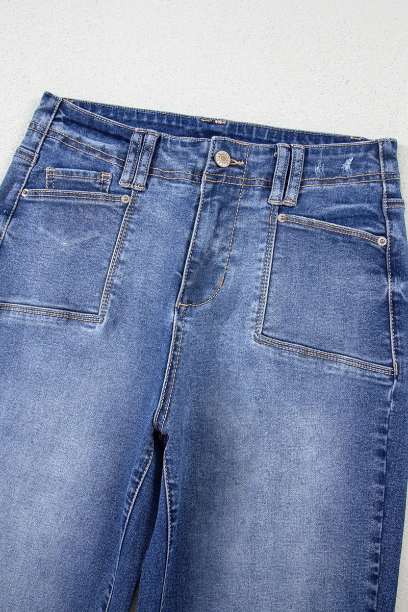 High - Waisted Wide - Leg Vintage Wash Jeans - Body Central