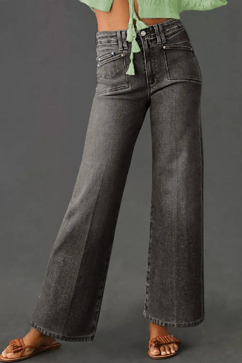 High - Waisted Wide - Leg Vintage Wash Jeans - Body Central