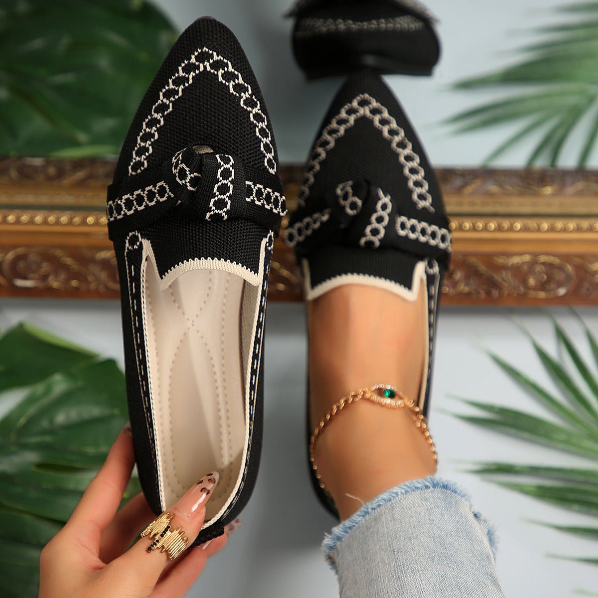 Knitted Slip - On Flats with Bow - Body Central