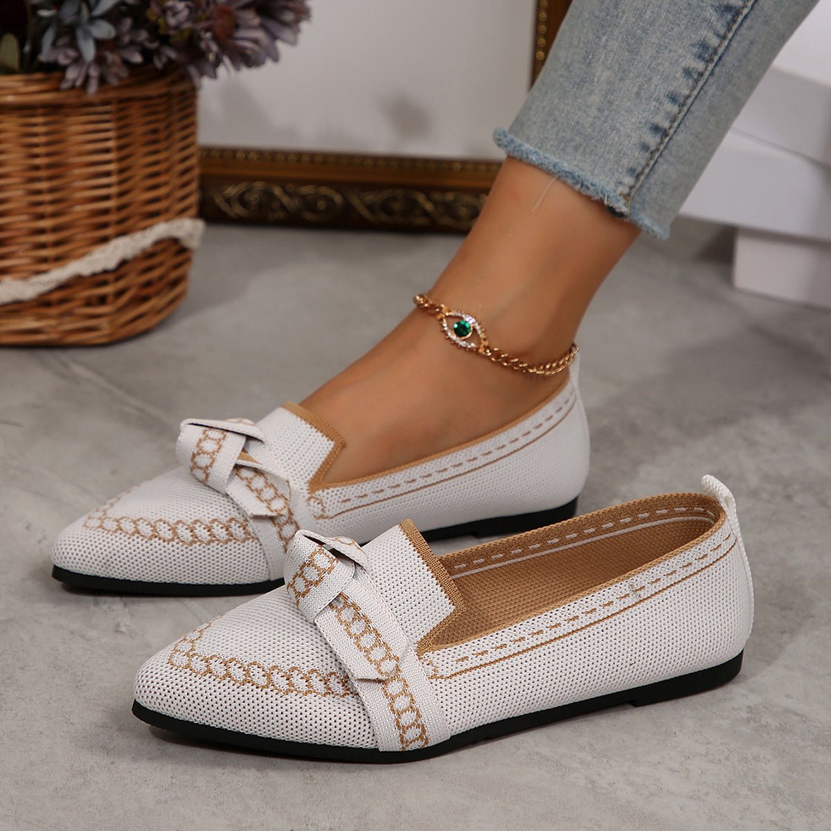 Knitted Slip - On Flats with Bow - Body Central