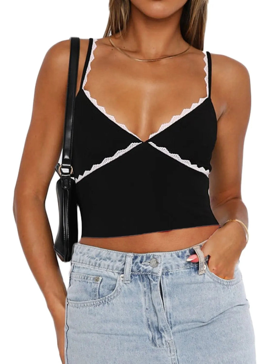 Lace Detail Contrast Trim Cami - Body Central