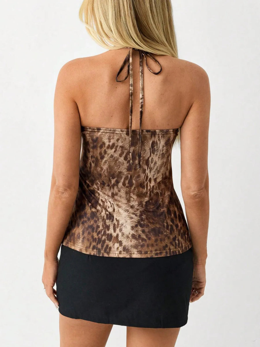 Leopard Halter Neck Cami - Body Central