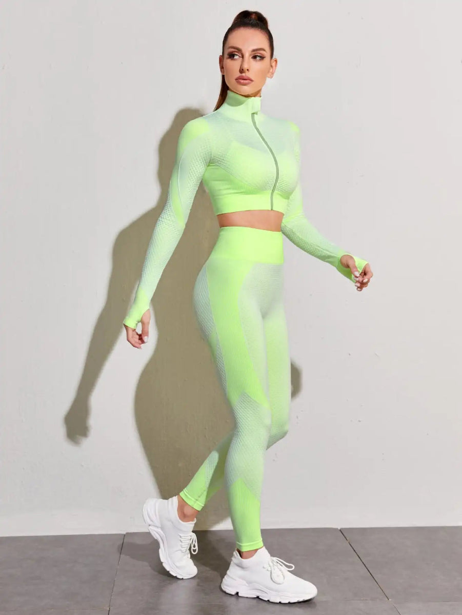 Long Sleeve Sports Set Fitness Yoga High Waist Leggings - Body Central