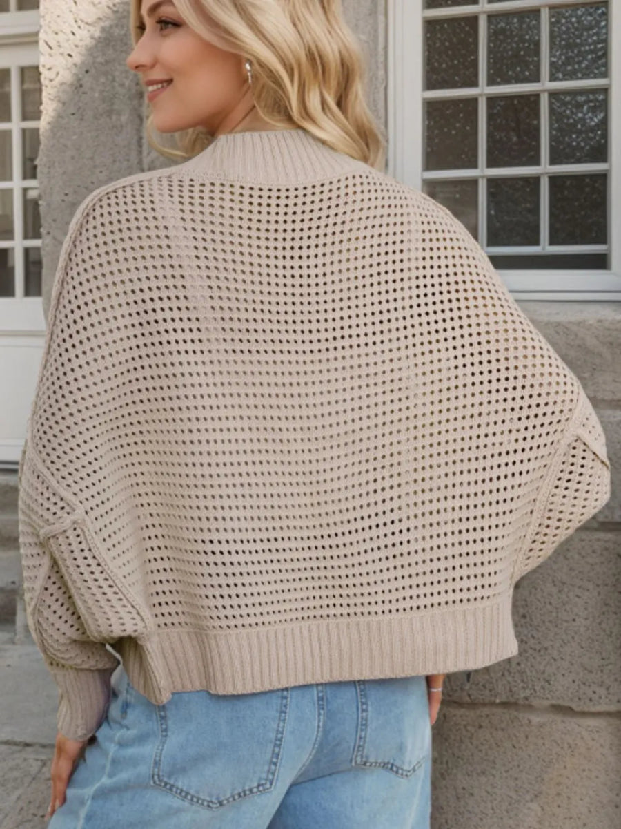 Openwork Open Front Long Sleeve Cardigan - Body Central