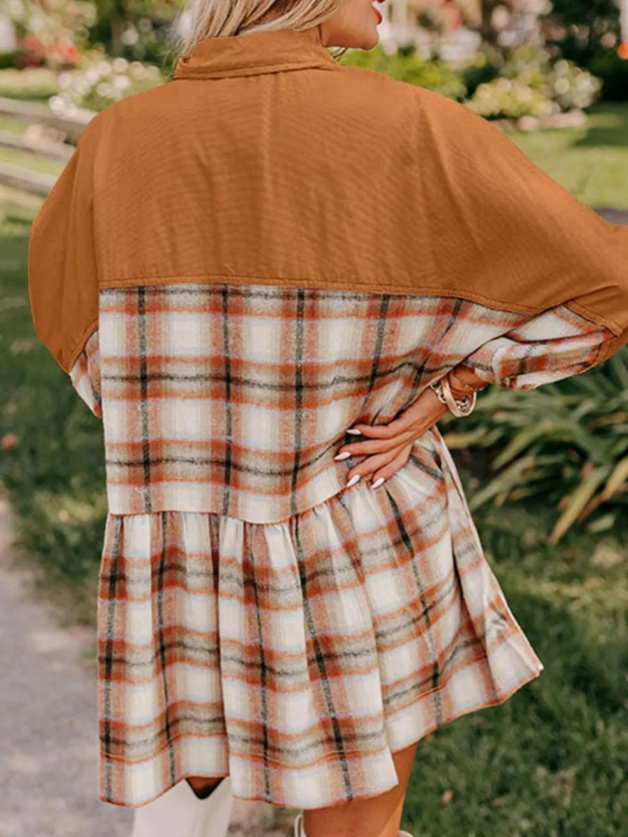 Plaid Button Front Mini Dress - Body Central