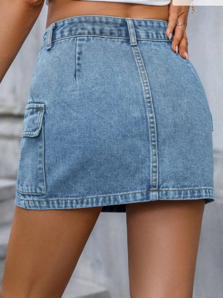 Pocketed Denim Mini Skirt - Body Central
