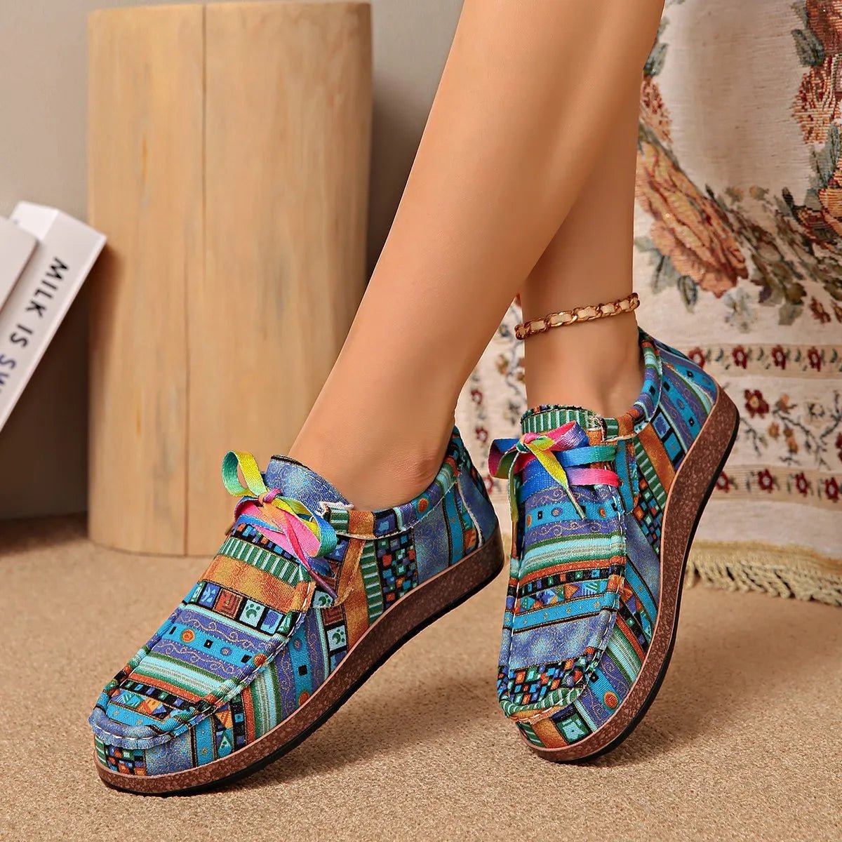 Printed Round Toe Sneakers - Body Central