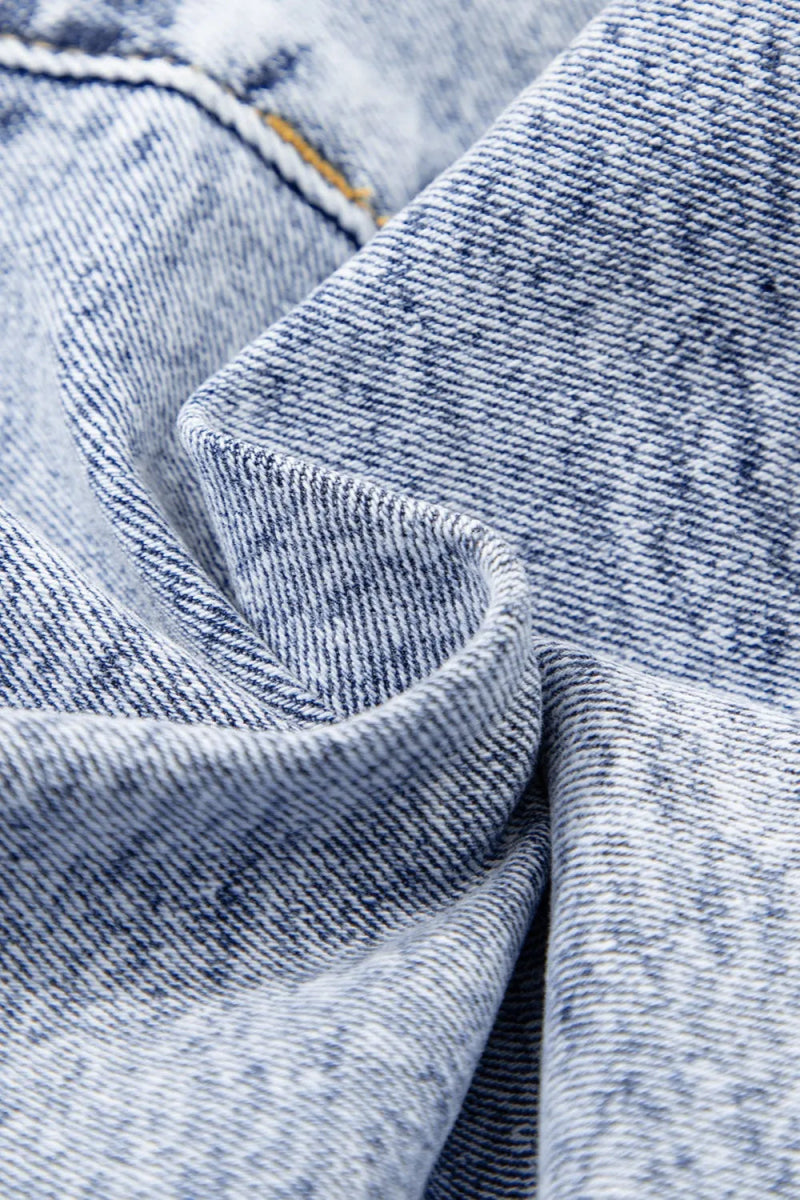 Rhinestone Light Wash Raw Hem High Waist Denim Shorts - Body Central