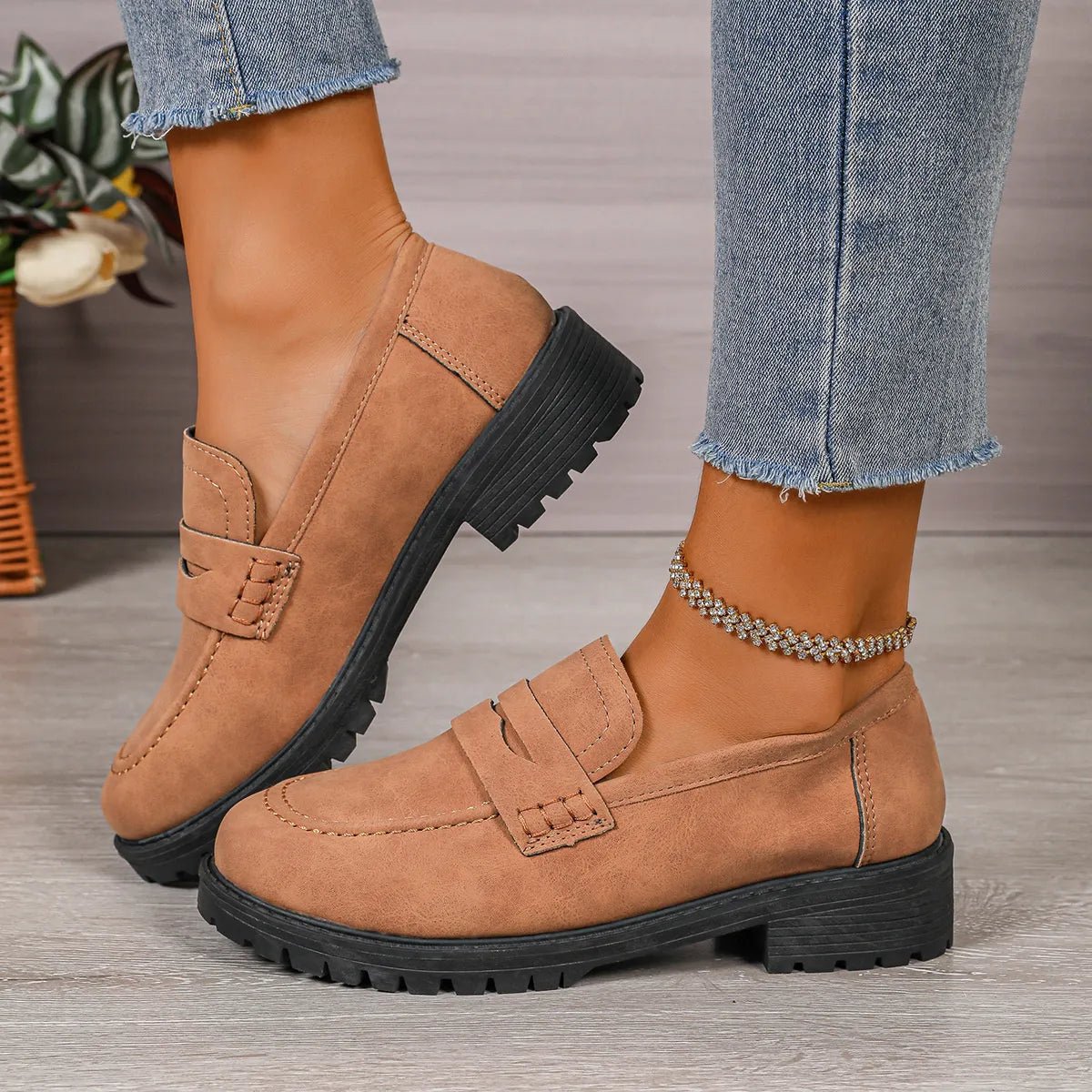 Round Toe Block Heels Loafers - Body Central