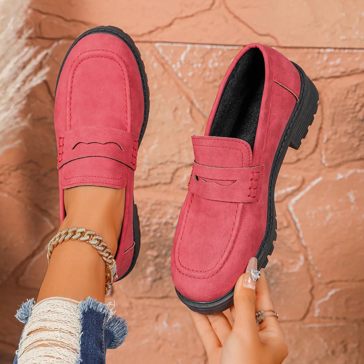 Round Toe Block Heels Loafers - Body Central