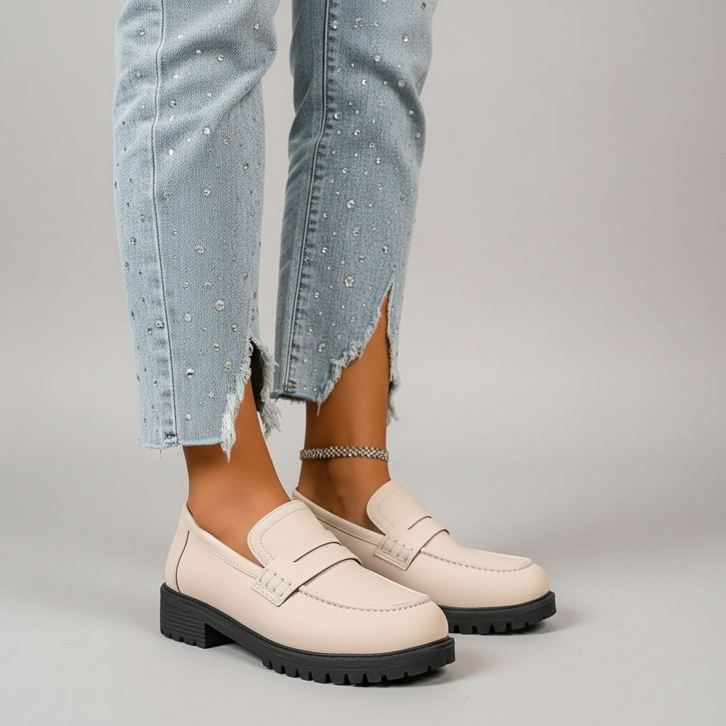 Round Toe Block Heels Loafers - Body Central