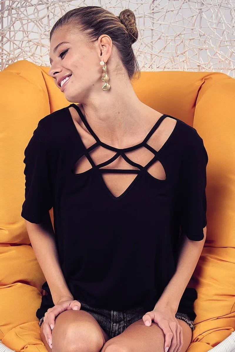 Silky Knit Top with Front Details - Body Central