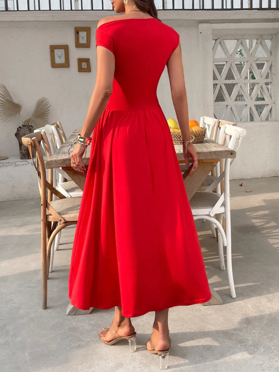 Single Shoulder Midi Dress with Pockets - Body Central